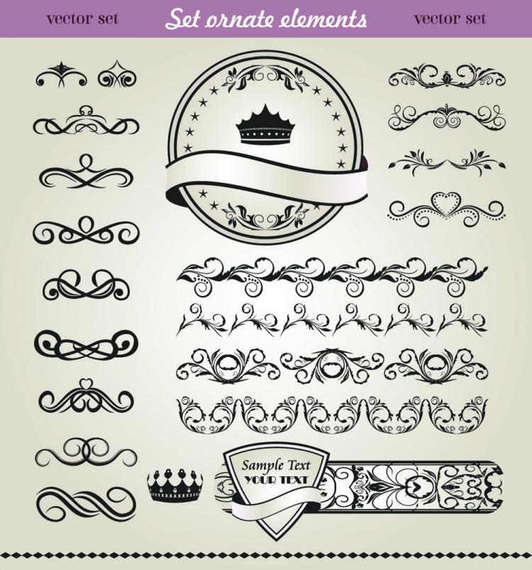 free vector European classic lace pattern 04 vector